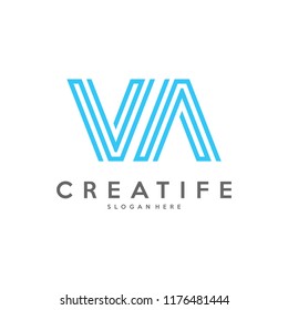 Initial VA logo concepts template vector