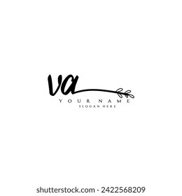 Initial VA logo handwriting floral typography ornament