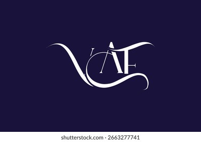 Diseño inicial del logotipo de la letra VAF. Diseño elegante del logotipo del monograma con los Elementos decorativos y la tipografía
