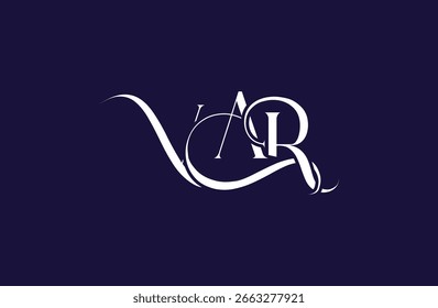 Diseño inicial del logotipo de la letra VAR. Diseño elegante del logotipo del monograma con los Elementos decorativos y la tipografía