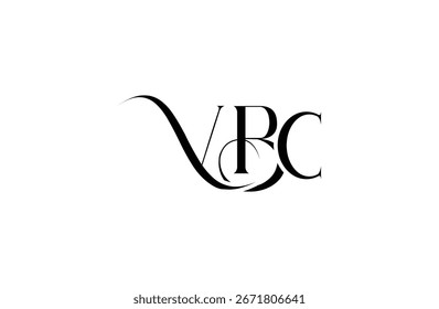 Diseño inicial del logotipo de la carta VBC. Diseño elegante del logotipo del monograma con los Elementos decorativos y la tipografía