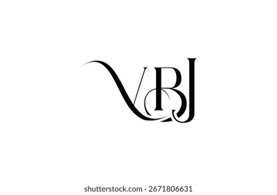 Diseño inicial del logotipo de la letra VBJ. Diseño elegante del logotipo del monograma con los Elementos decorativos y la tipografía