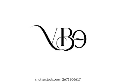 Diseño inicial del logotipo de la letra VBO. Diseño elegante del logotipo del monograma con los Elementos decorativos y la tipografía
