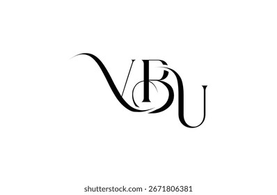 Diseño inicial del logotipo de la letra VBU. Diseño elegante del logotipo del monograma con los Elementos decorativos y la tipografía