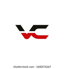 Initial VC icon design template elements for business company logo. Outstanding professional elegant trendy awesome artistic black and red color. Logotype idea vector isolated on white background.