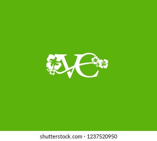 Initial VC Letter with Abstract Hibiscus Flower Swoosh Monogram Logotype
