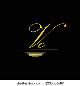 Ursprüngliches VC-Logo-Unterschrift mit elegantem goldenem Element