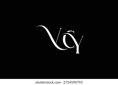 Diseño inicial del logotipo de la carta creativa de VCY. Diseño elegante del logotipo del monograma con los Elementos decorativos y la tipografía