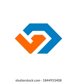 Initial VD logo design, alphabet letter symbol, abstract hexagon shape icon