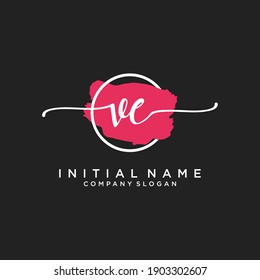 Initial VE beauty monogram and elegant logo design, handwriting logo of initial signature, wedding, fashion, floral and botanical with creative template.