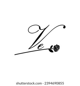 Initial VE handwriting flower typography ornament modern