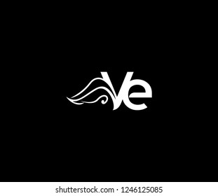 Initial VE Letter Linked Monogram Tribal Wings Logotype