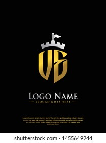 initial VE letter with shield style logo template vector