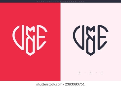initial VE letters with red heart and love logo flat icon monogram concept