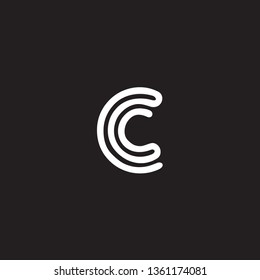 Initial vector logo C. Modern outline. Black background.