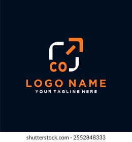 Initial vector minimal modern technology logo design