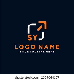 Initial vector minimal modern technology logo design