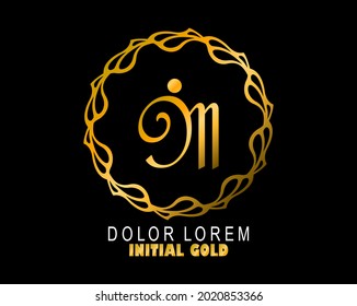 Initial vector sign of the J and M or JM logo. gold lettering template design.