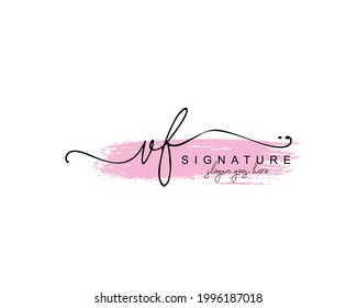 Initial VF beauty monogram and elegant logo design, handwriting logo of initial signature, wedding, fashion, floral and botanical with creative template.