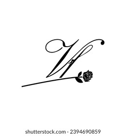 Ornamento de tipografía de flores de escritura manual de VF inicial moderno