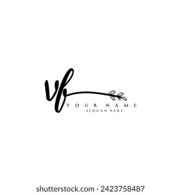 Initial VF logo handwriting floral typography ornament