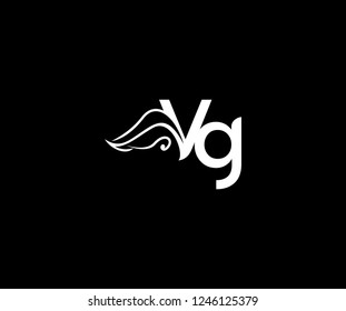 Initial VG Letter Linked Monogram Tribal Wings Logotype