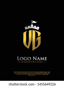 initial VG letter with shield style logo template vector