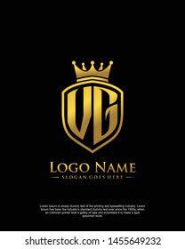 initial VG letter with shield style logo template vector