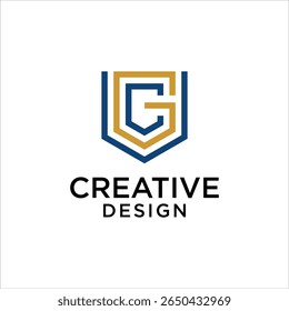 vetor de design de logotipo inicial VGC ou CGV com serviço de design de tecnologia de proteção de escudo.
