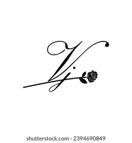 Initial VJ handwriting flower typography ornament modern