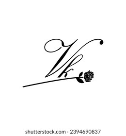 Ornamento de tipografía de flor de escritura manual VK inicial moderno