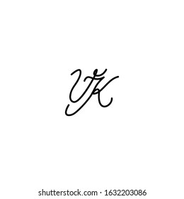 Initial VK Letter Logo design in handwriting template vector