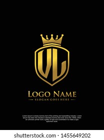 initial VL letter with shield style logo template vector