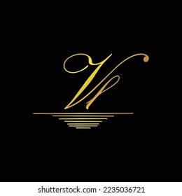 Initial VL logo signature elegant gold element