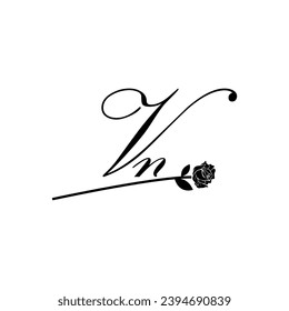 Initial VN handwriting flower typography ornament modern