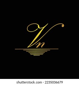 Ursprüngliches VN-Logo Unterschrift mit elegantem goldenem Element