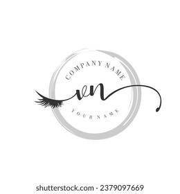 Initial VN monogram eye and eyelash handwriting