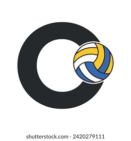 Initial Volleyball Logo combine with letter O vector template