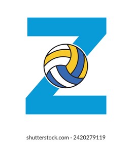Initial Volleyball Logo combine with letter Z vector template