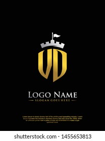 initial VO,VD letter with shield style logo template vector