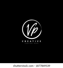 Logotipo de VP manuscrito inicial. Tipografía para el logotipo de empresa y empresa. Diseño del logotipo del vector.