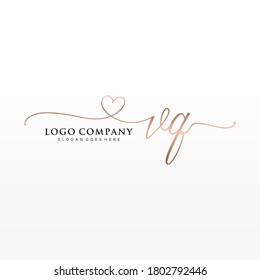 Ursprüngliches VQ Beauty Monogramm und elegantes Logo Design, Handschrift Logo der ersten Signatur, Hochzeit, Mode, Blumen und botanisch mit kreativen Vorlage.