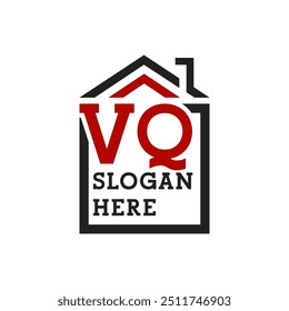 Logotipo inicial da casa VQ para telhado. Logotipo da Carta VQ Real Estate