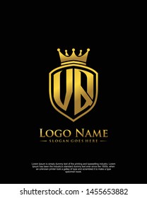 initial VQ letter with shield style logo template vector