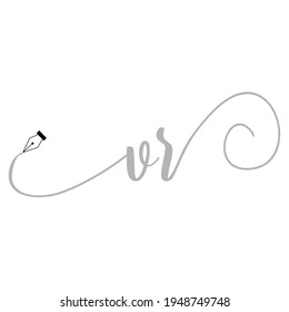 Logo de VR inicial escritura a mano ilustración comercial moda simple