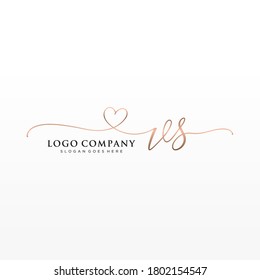 Initial VS beauty monogram and elegant logo design, handwriting logo of initial signature, wedding, fashion, floral and botanical with creative template.