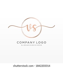 Initial VS beauty monogram and elegant logo design, handwriting logo of initial signature, wedding, fashion, floral and botanical with creative template.
