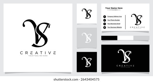 Initial VS Logo Design Vector template with business card