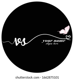 Initial VS logo handwriting vector butterfly illustration