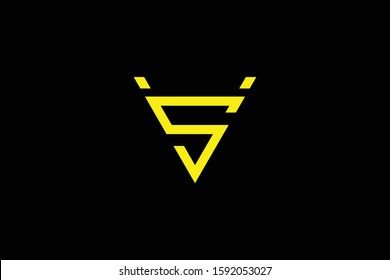 Initial VS SV modern monogram and elegant logo design, Professional Letters Vector Icon Logo on black background.